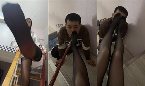 艾斯 | 狗链遛狗 黑丝脚狂舔 喂口水 袜子塞嘴