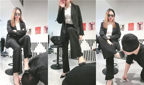 瑞希カップル | ホワイトカラーSハイヒールストッキング美脚虐待部下