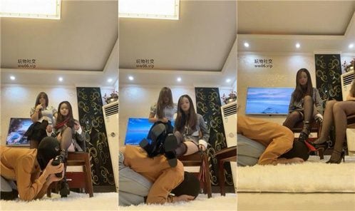 珈怡 | 姐妹花S 重度鞭打高跟黑丝踩