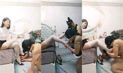 亿姐 | 情侣M 奴下奴 高跟白丝的脚下奴