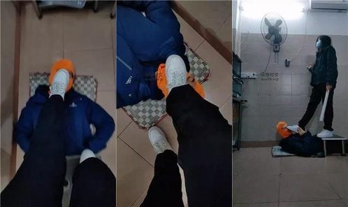 Weird | Air Force One white socks trample jeans and sit on the face