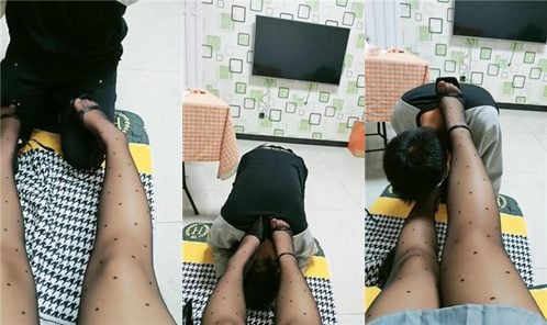 Princess Yaoyao | Black stockings, high heels, beautiful legs, foot fetish, licking