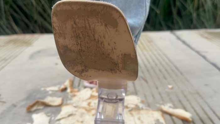 Damei | See-through high-heeled sandals with bare feet stepping on thick-cut toast bread