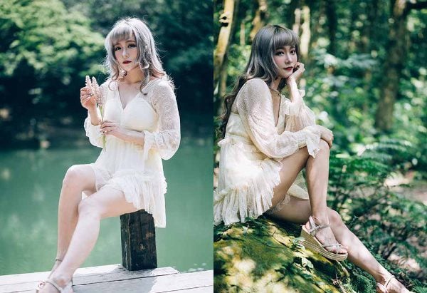 Street shot silk feet | 525 long-legged beauty model Kai Yunmeng Lake