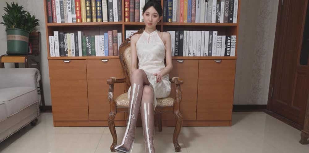 Video | AF 328 Caibao cheongsam black silk showing size 39 big feet part 2 33min with video