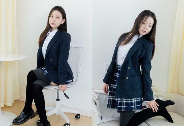 物恋传媒 | 小曦 jk制服 皮鞋 黑灰拼接过膝袜 厚肉丝 带视频 带视频