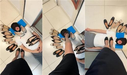 ランシー｜スチュワーデスSが複数足の靴を交換し、体重をかけてペダルを漕ぐ