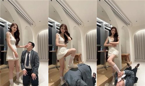 パフ｜女性社員の白靴と白シルクが上司と2つの視点からSMプレイをする完全版