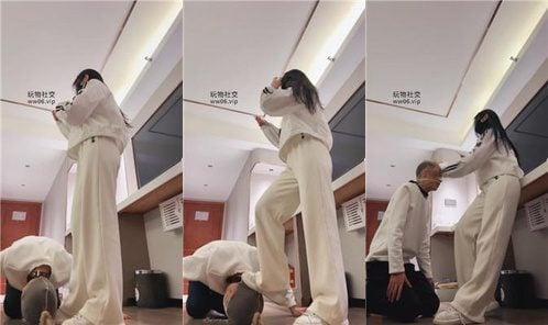 Nicole | Tape bondage - white shoes and socks stuffed in mouth, violent beating bf49484
