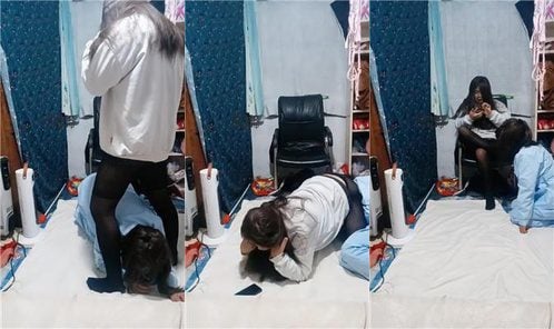 伪娘和人妻 | 黑丝脚踩踏护士狗