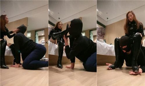 魅儿 | 沉浸式 狗舌清理脏长靴鞋底