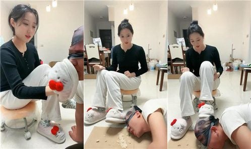 锅盖子 | 脏毛拖鞋玉足碾压踩喂食