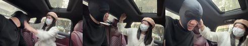 犬の兄弟 | 車の中でロングブーツを調整して、黒いストッキングと白い靴下を隠す