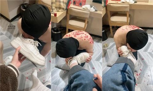 白うさぎ | 強制的に垂れてくるワックスを踏む白ソックス