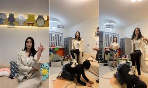 ムーワン | ダブルS - 汚れた靴、白いソックス、ハイヒールを交互に舐める - 鞭打ちデュアルパースペクティブバージョン bf50138