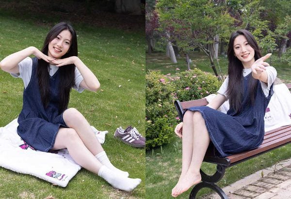 Wulian Media | Milk Candy Canvas Shoes White Cotton Socks Bare Feet with Video