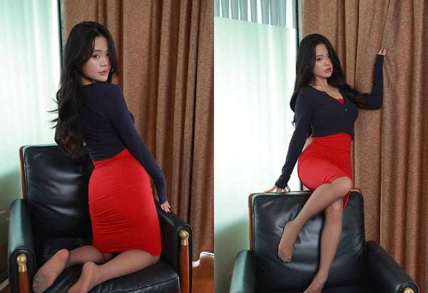 IESS Interesting Ideas | Silk Enjoyment Home 2099 Bunny Red Dress with Legs Upright