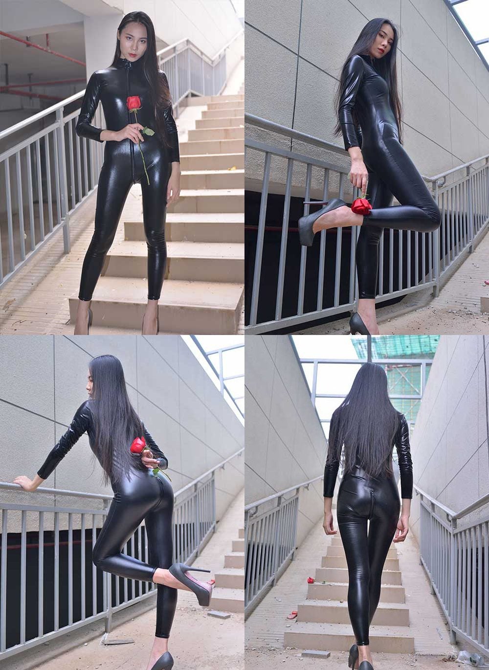 魔镜街拍 | 524 精选街拍 哈曼模拍 紧身连体皮裤美女-视频截图