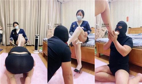 おばさん｜ハイヒールで踏みつける／おっぱい虐待／白いストッキングを履いた足でヨーグルトを食べさせる／舐める JS250109-25