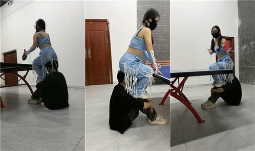 薇薇 | 户外脏小白鞋踩人体家具 JS250305-24