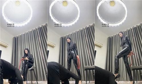 July's Big Boss | High-Heeled Jade Feet Licking Frenziedly - Leather-Clad Goddess Abusing JS 250321-11