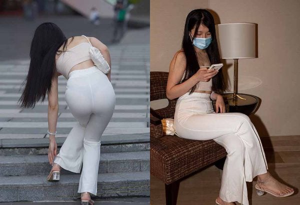 魔镜街拍 | 563 精选街拍 加菲猫街拍 白裤女子 带视频 带视频