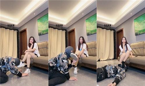 Amateur water pump | Young lady S - white shoes and black cotton socks abusing her boyfriend 51946