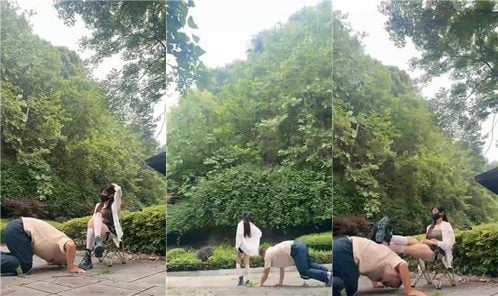伊晨 | 户外-皮鞋白丝遛狗爬行 bf53146