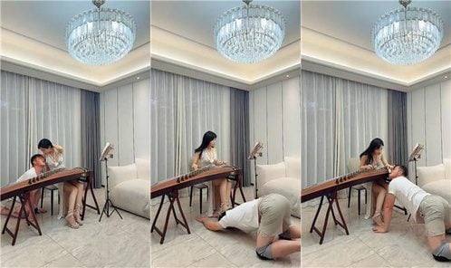 琴月 | 素人闺蜜观战-古筝美女脚下奴 JS250429-13
