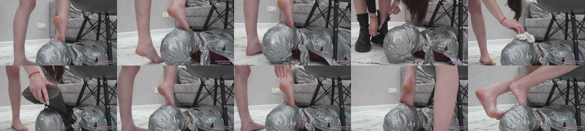 LGF Sarah 母狗头封住露个嘴全身固定 单脚全体重深喉 JS260119 13-视频截图