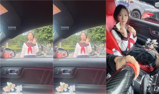 白鹭 贱狗开车到学校找JK女学生 JS250525-23