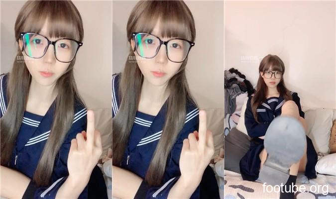 ルー・ケ JK 黒綿ソックス 革靴 卑猥な言葉入り 250527-8