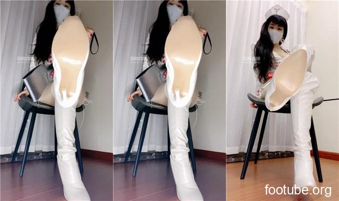 Galaxy White Leather Boots Countdown 250529-33