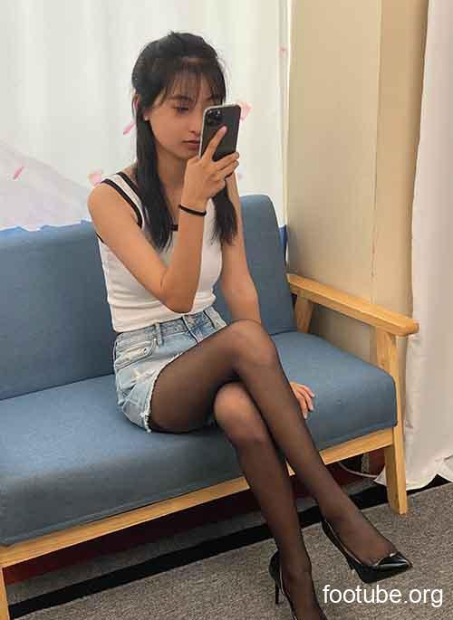 东禾摄影 No057 黑丝 高跟 牛仔短裤 138P-098G