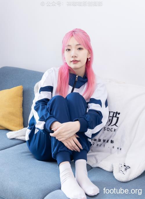 袜啵啵 NO697 小甜豆-帆布鞋短款厚白丝校服 153P1V-577G