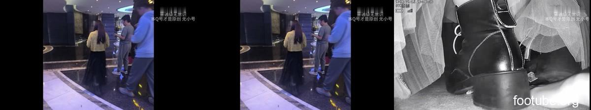 B624   无意识裙子粗跟短靴小姐姐踩手 bf42517