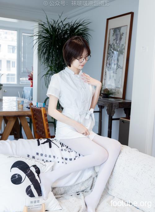 袜啵啵 NO702 小甜豆-高跟凉鞋厚白丝护士服 155P1V-569G
